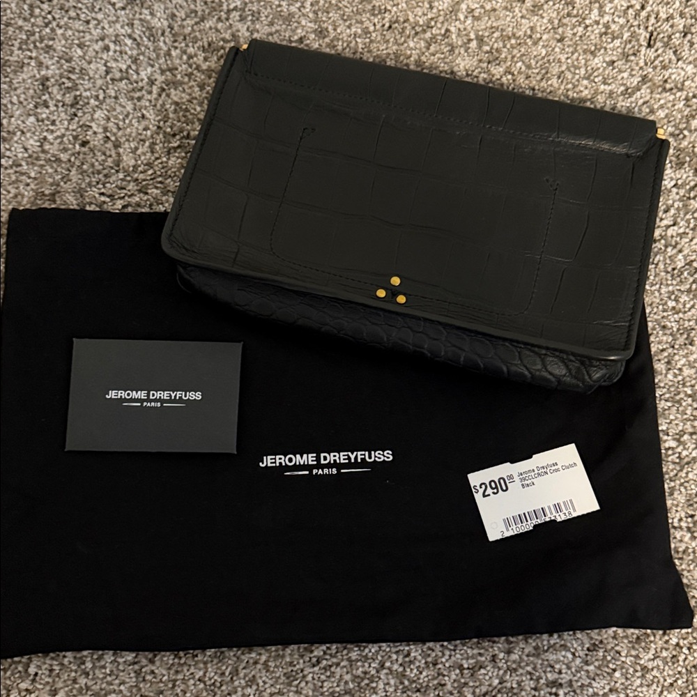 LIKE NEW JEROME DREYFUSS CROC CLUTCH - Picture 2 of 2